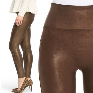 Spanx Faux Leather Legging in Bronze Metal